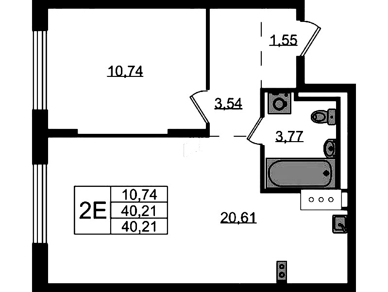 1-комнатная квартира 40.21 м², 4/13 эт., ЖК «Квартал Торики»